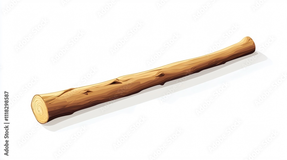 Wooden Stick Rod Vector Illustration Isolated on White Background Wooden Stick Rod Vector Illustration Isolated on White Background