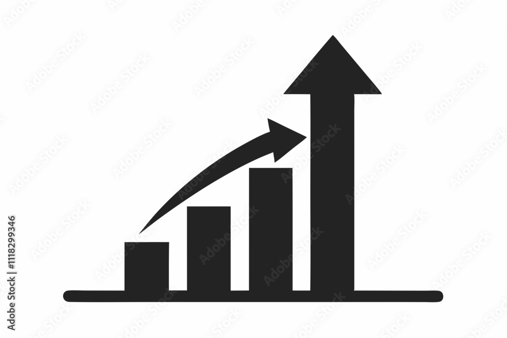 Black Silhouette Growth Arrow Vector Icon Design Black Silhouette Growth Arrow Vector Icon Design