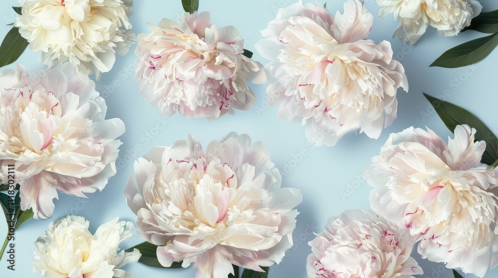Aesthetic Flowers on a minimalist light background. Elegant and delicate floral composition.