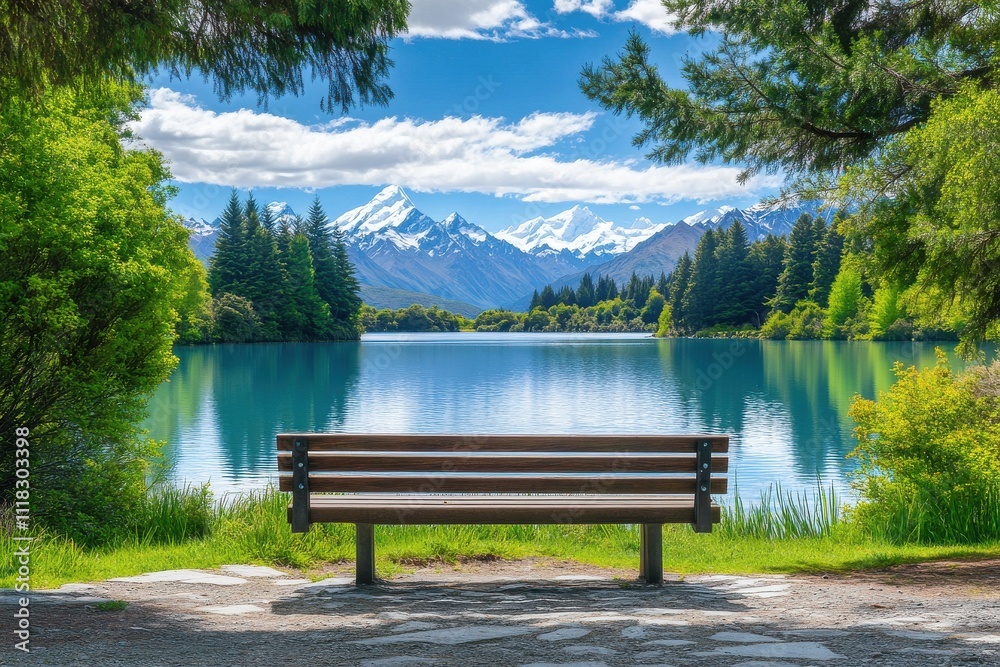 bench in the park of mountain area bench in the park of mountain area