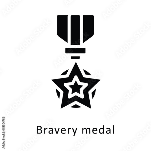 Bravery medal Vector Glyph Icon. Eps 10 File