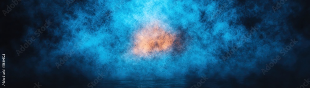 Fototapeta premium A mesmerizing blend of blue and orange smoke creates a captivating visual effect.