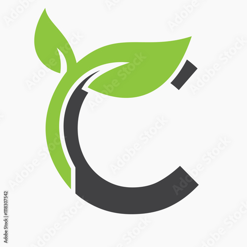 Initial Letter C Leaf Logo Concept For Eco Green Leaf Logo Vector Sign