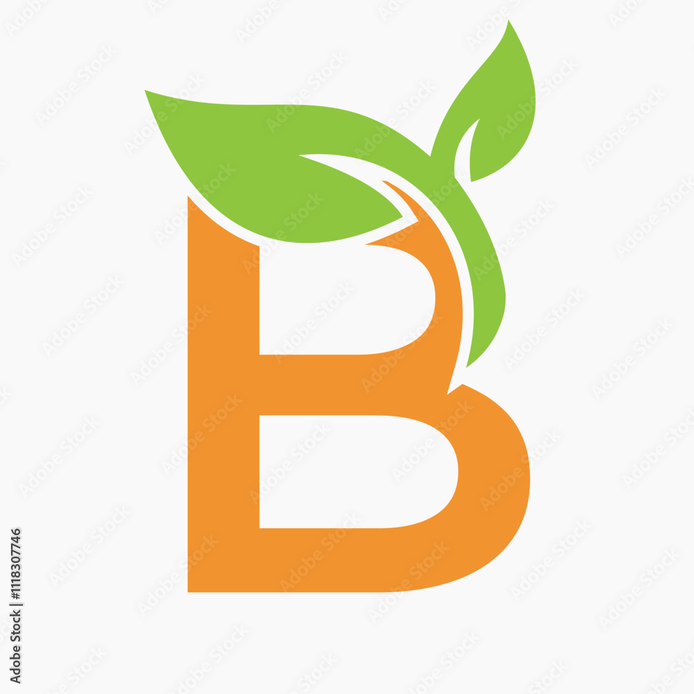 Initial Letter B Leaf Logo Concept For Eco Green Leaf Logo Vector Sign