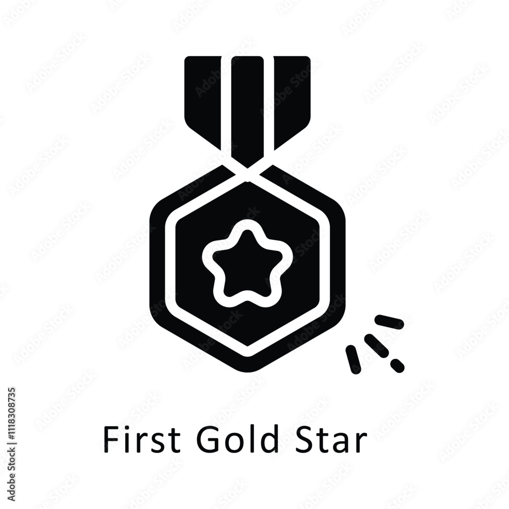 First Gold Star Vector Glyph Icon. Eps 10 File First Gold Star Vector Glyph Icon. Eps 10 File
