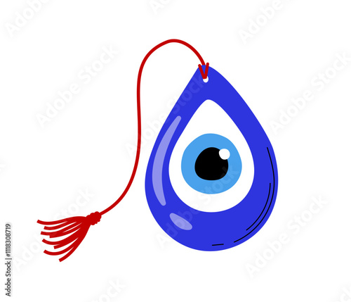 Turkish evil eye. Traditional turkish amulet with blue eye. Protection from evil spirits. Graphic element for website. Flat vector illustration