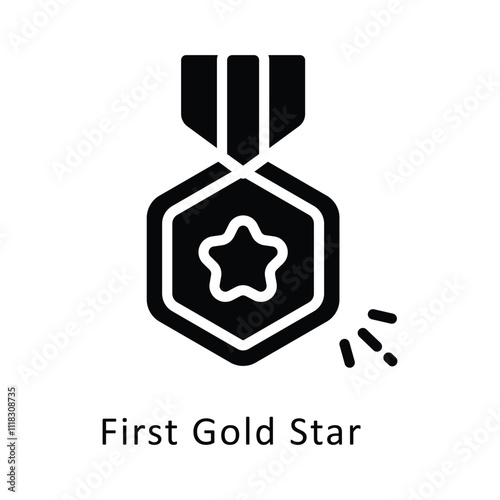 First Gold Star Vector Glyph Icon. Eps 10 File