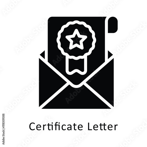 Certificate Letter Vector Glyph Icon. Eps 10 File