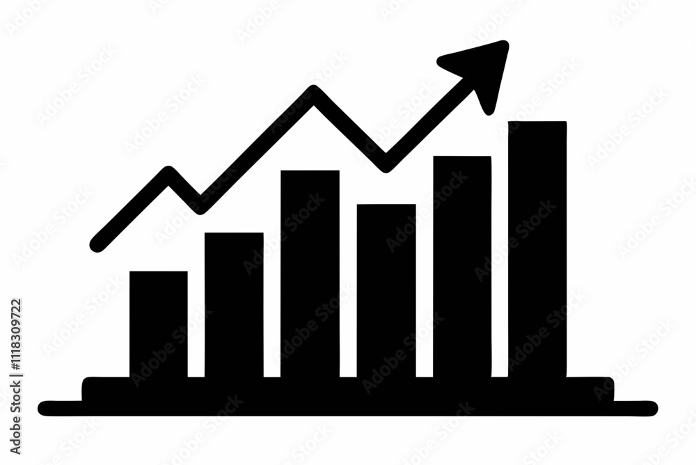 Black Silhouette Profit Chart Icon Vector Design Black Silhouette Profit Chart Icon Vector Design