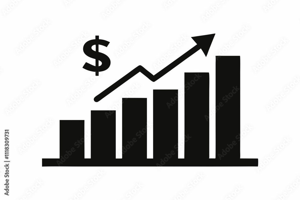 Black Silhouette Profit Chart Icon Vector Design Black Silhouette Profit Chart Icon Vector Design