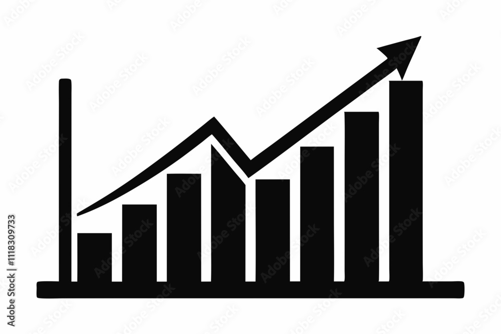 Black Silhouette Profit Chart Icon Vector Design Black Silhouette Profit Chart Icon Vector Design