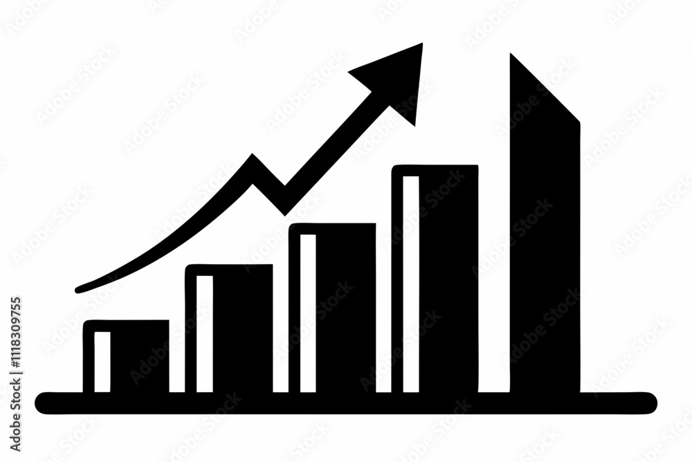 Black Silhouette Profit Chart Icon Vector Design