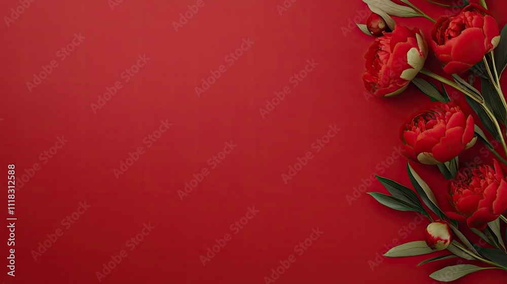 Vivid red peonies create a stunning floral display on a rich background, capturing the essence of spring with their elegant blooms and soft petals. Perfect for floral lovers Vivid red peonies create a stunning floral display on a rich background, capturing the essence of spring with their elegant blooms and soft petals. Perfect for floral lovers
