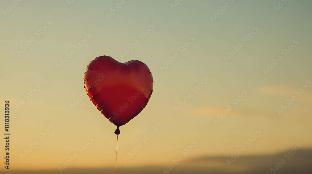 Fototapeta premium Orange Heart-shaped Balloon – Festive and Joyful Design