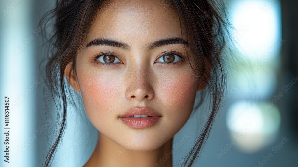 Naklejka premium Portrait of a Young Woman with Brown Eyes