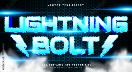 Lightning Bolt 3D editable text effect Template with electric Blue text style theme