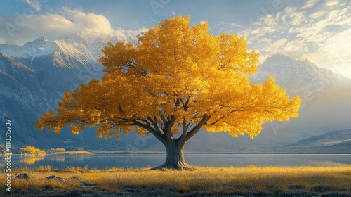 Golden Tree by the Lake