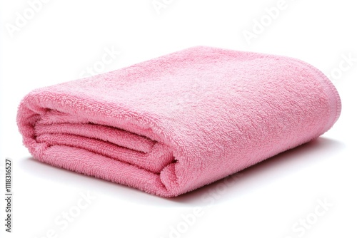 A smooth and clean pink microfiber cleaning cloth, displayed flat against a crisp white background, showcasing its high-quality fibers and versatility