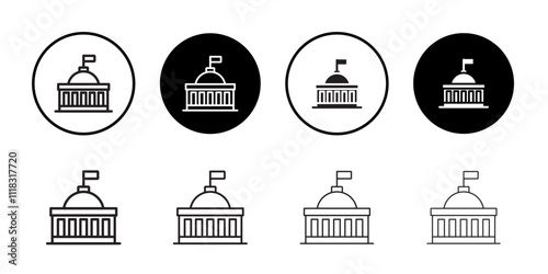 City hall building icon Line Art Logo set