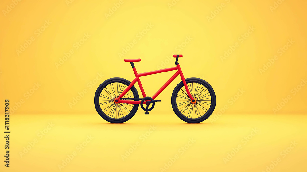 Red Bicycle Illustration on a Yellow Background – Vibrant and Playful Design Red Bicycle Illustration on a Yellow Background – Vibrant and Playful Design