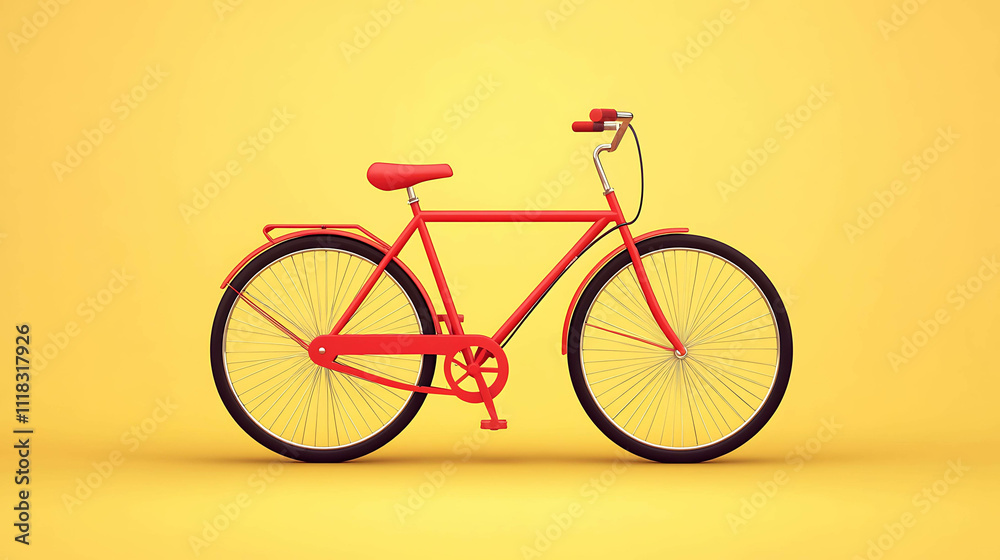 Red Bicycle Illustration on a Yellow Background – Fun and Vibrant Design Red Bicycle Illustration on a Yellow Background – Fun and Vibrant Design