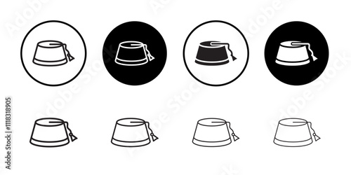 Fez hat icon Line Art Logo set