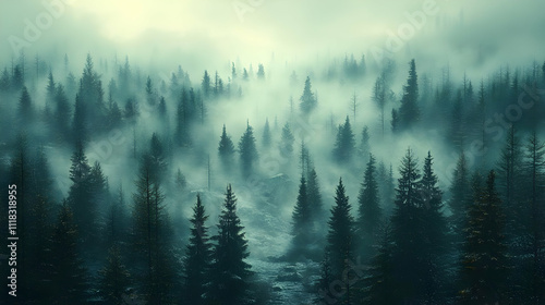 Misty Forest Illustration -  A Dreamy Forest Scene
