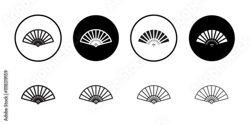 Hand fan icon Line Art Logo set