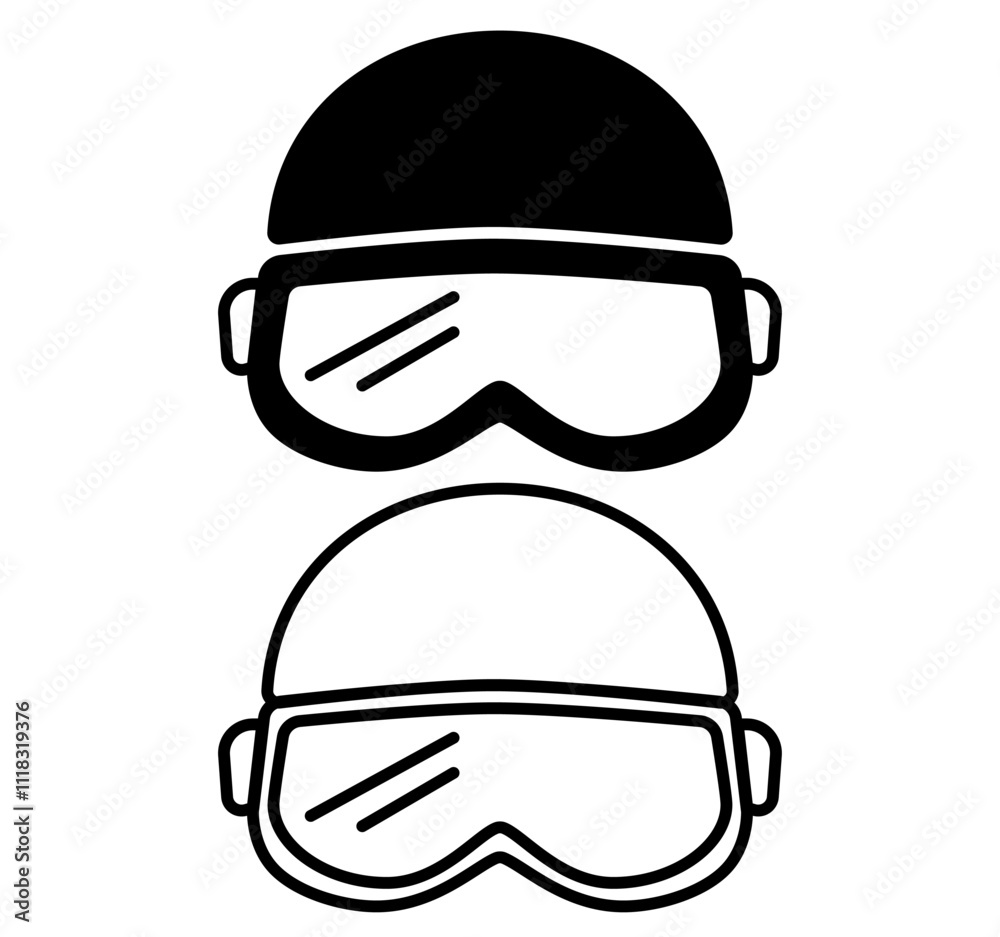 goggles helmet pictogram icon flat style for mobile app ui or ux, vector illustration logo symbol design sign, isolated on white goggles helmet pictogram icon flat style for mobile app ui or ux, vector illustration logo symbol design sign, isolated on white