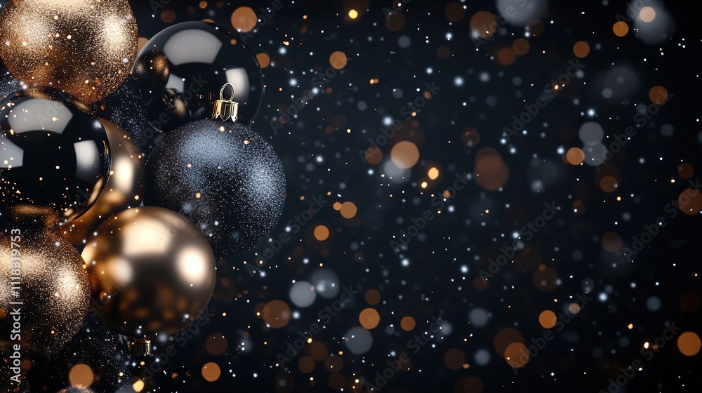 Christmas balls banner with copy space for holiday greetings and festive decorations Christmas balls banner with copy space for holiday greetings and festive decorations