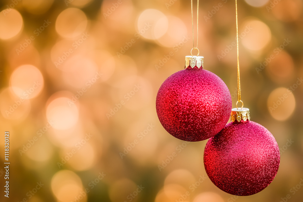 Christmas balls hanging on an out of focus background Christmas balls hanging on an out of focus background