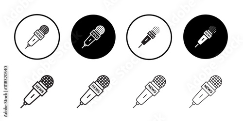 News microphone icon Line Art Logo set
