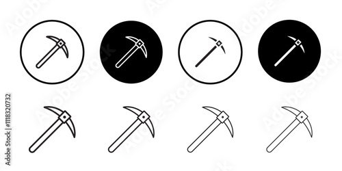 Pick axe icon Line Art Logo set