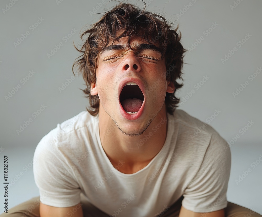 A man is sleeping with his mouth open. Generative AI A man is sleeping with his mouth open. Generative AI