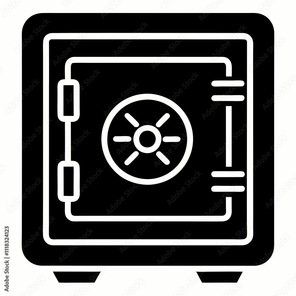 Black Silhouette Safe Deposit Icon Vector Illustration Black Silhouette Safe Deposit Icon Vector Illustration