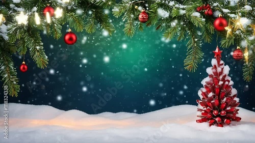 merry chistmas 2025 christmas tree light gift snow christmas card banner new year christmas card decoration ornament design eve greeting footage