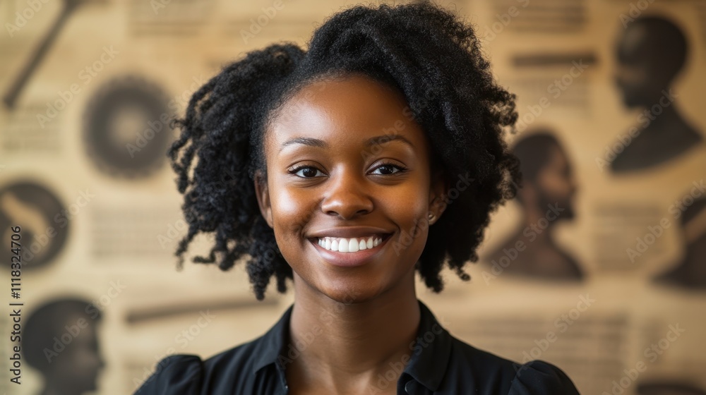 Radiant Young Woman with Natural Hair Smiling Confidently Radiant Young Woman with Natural Hair Smiling Confidently