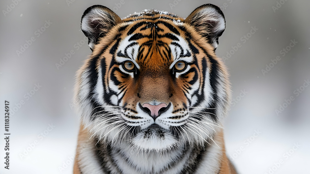 Fototapeta premium Close-up Portrait of a Tiger in Winter