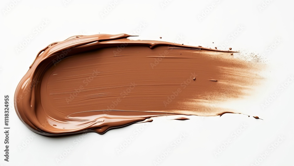 A smear of Mocha Mousse paint on a white isolated background. A smear of Mocha Mousse paint on a white isolated background.