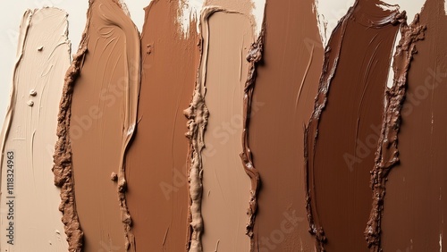 Smears of oil paint. Color of 2025 year - Mocha Mousse. Color trend palette.