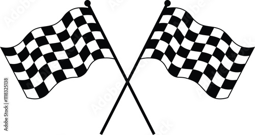 two crossed checkered racing flags eps vector