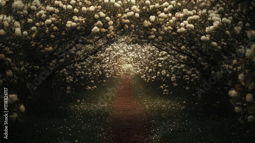 Enchanted Blossom Pathway at Twilight - Fairytale Scene in Spring