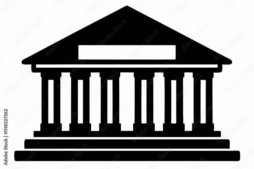 Black Silhouette Vector Bank Building Icon Black Silhouette Vector Bank Building Icon