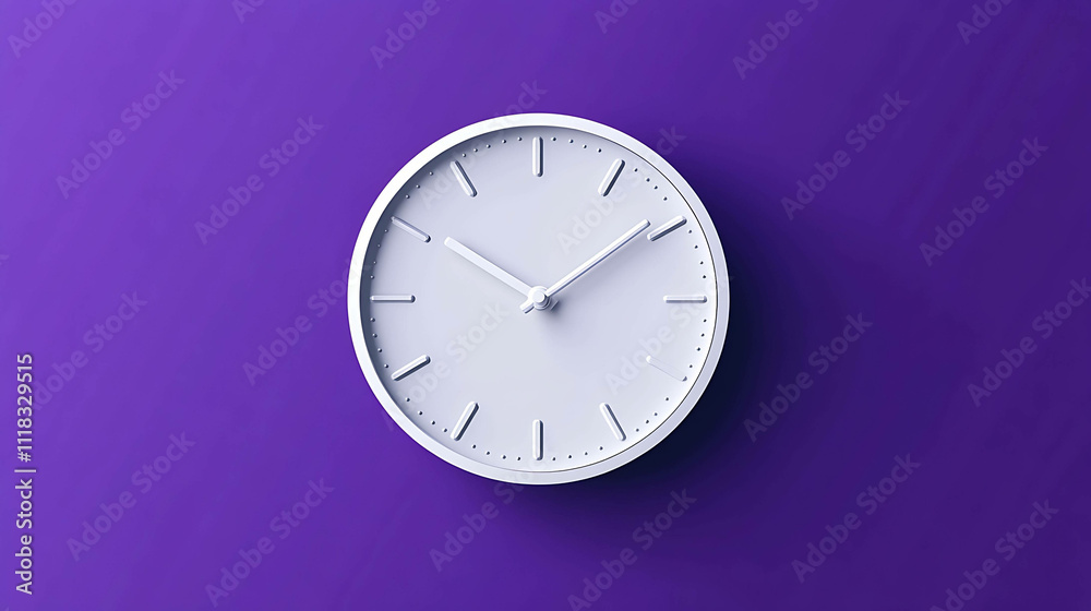 Timeless Elegance: A White Wall Clock Icon on a Purple Background Timeless Elegance: A White Wall Clock Icon on a Purple Background