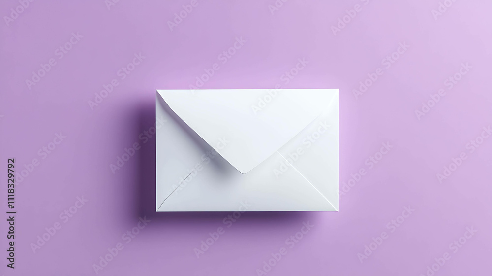 Message of Love: A White Envelope on a Purple Background Message of Love: A White Envelope on a Purple Background