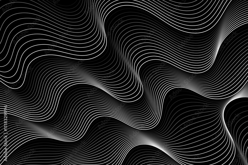 Abstract Wave Black And White Lines Pattern Background. Technology. Art Wallpaper. Vector Abstract Wave Black And White Lines Pattern Background. Technology. Art Wallpaper. Vector