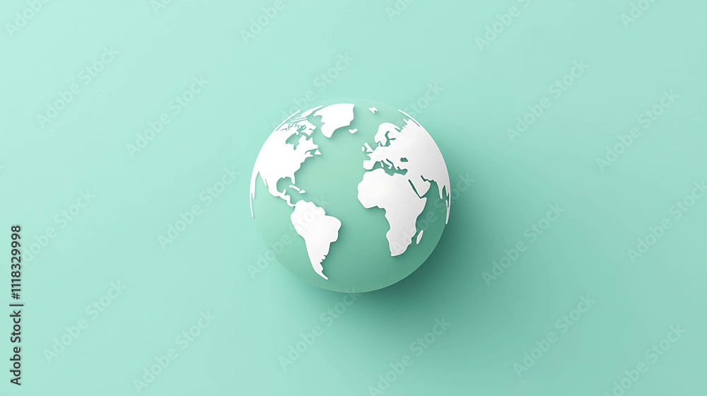 Global Harmony: A Blue and White Globe Icon on a Blue Background Global Harmony: A Blue and White Globe Icon on a Blue Background