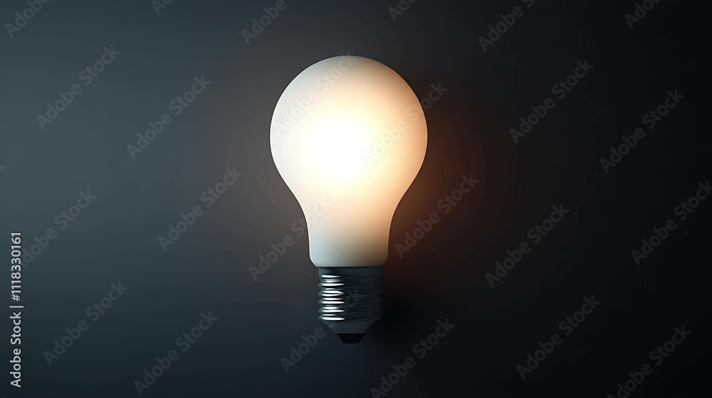 Radiant Contrast: A Glowing White Lightbulb on a Black Background Radiant Contrast: A Glowing White Lightbulb on a Black Background