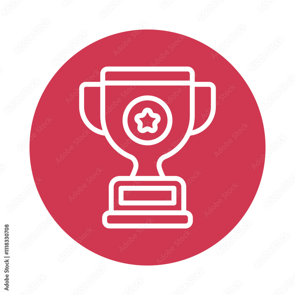 Champion Trophy Vector Gylph Circle Icon. Eps 10 File