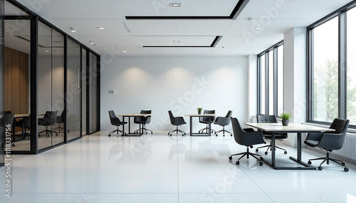 Modern open plan office interior workspace